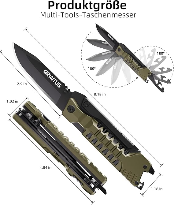 Multitool Knife 17 in 1Fire Starting Sticks, Bottle Opener, Saw Screwdrivers Bottle Opener, Whistle, Window Breaker