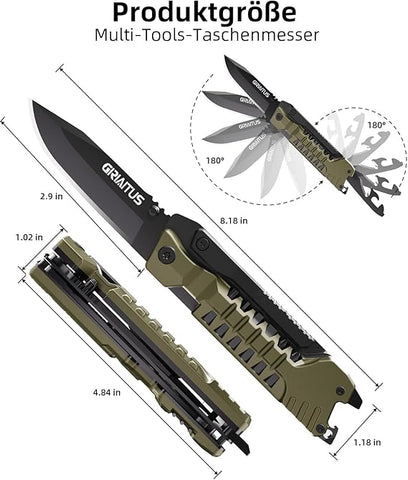 Multitool Knife 17 in 1Fire Starting Sticks, Bottle Opener, Saw Screwdrivers Bottle Opener, Whistle, Window Breaker