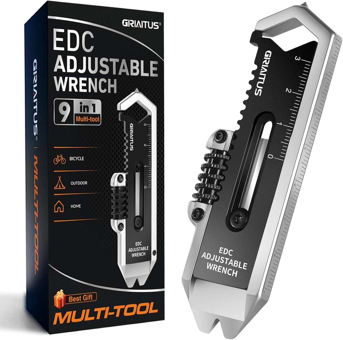 Compact EDC Multitool: Adjustable Wrench, Pry Bar & Caliper