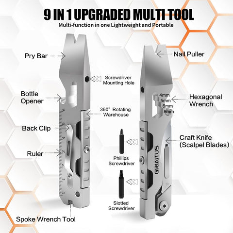 9-in-1 EDC Pry Bar Multitool: Knife, Bottle Opener, Screwdriver & More