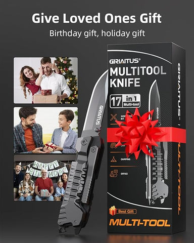 Multitool Knife 17 in 1Fire Starting Sticks, Bottle Opener, Saw Screwdrivers Bottle Opener, Whistle, Window Breaker