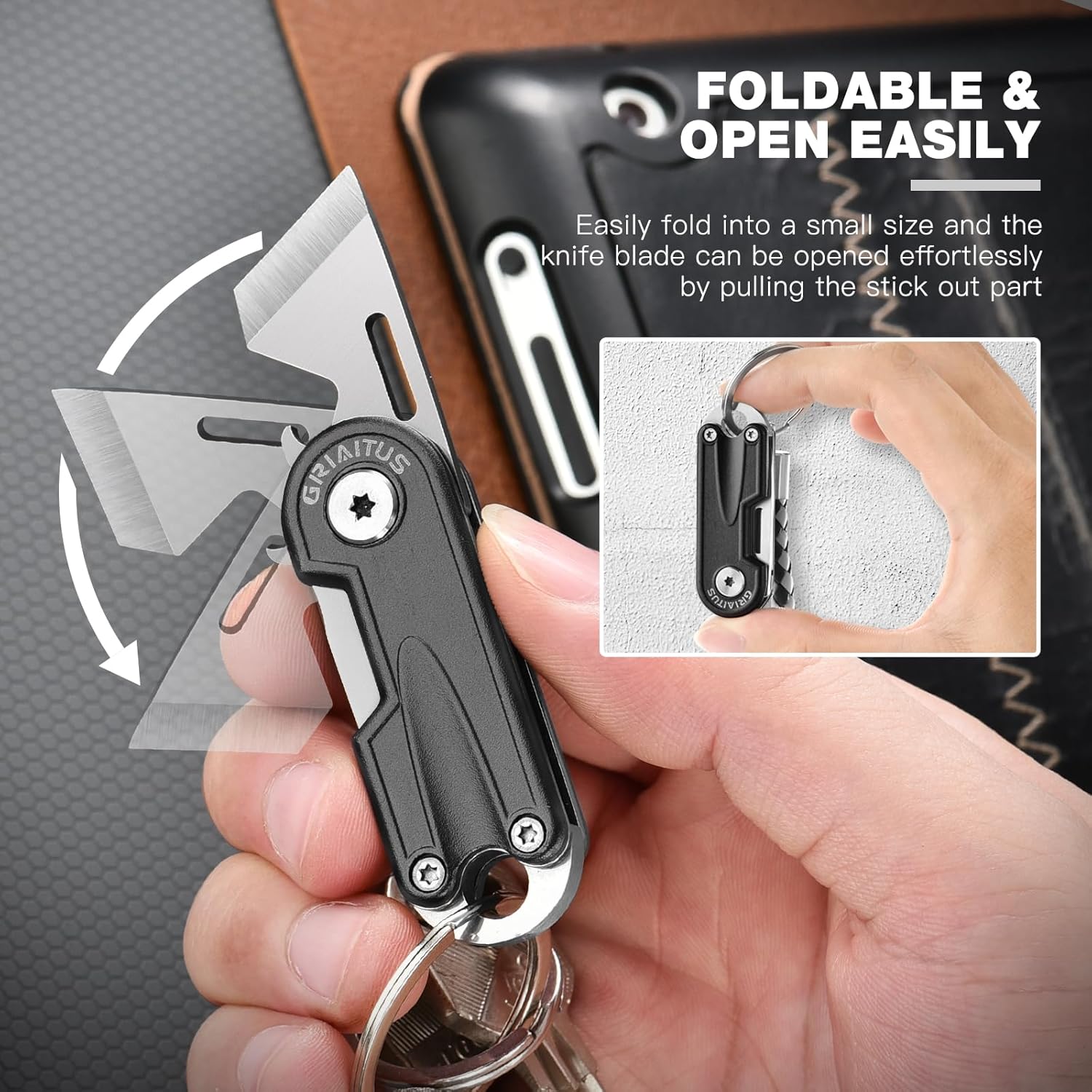 EDC Folding Pocket Knife, Bottle Opener & Mini Pry Bar Multitool