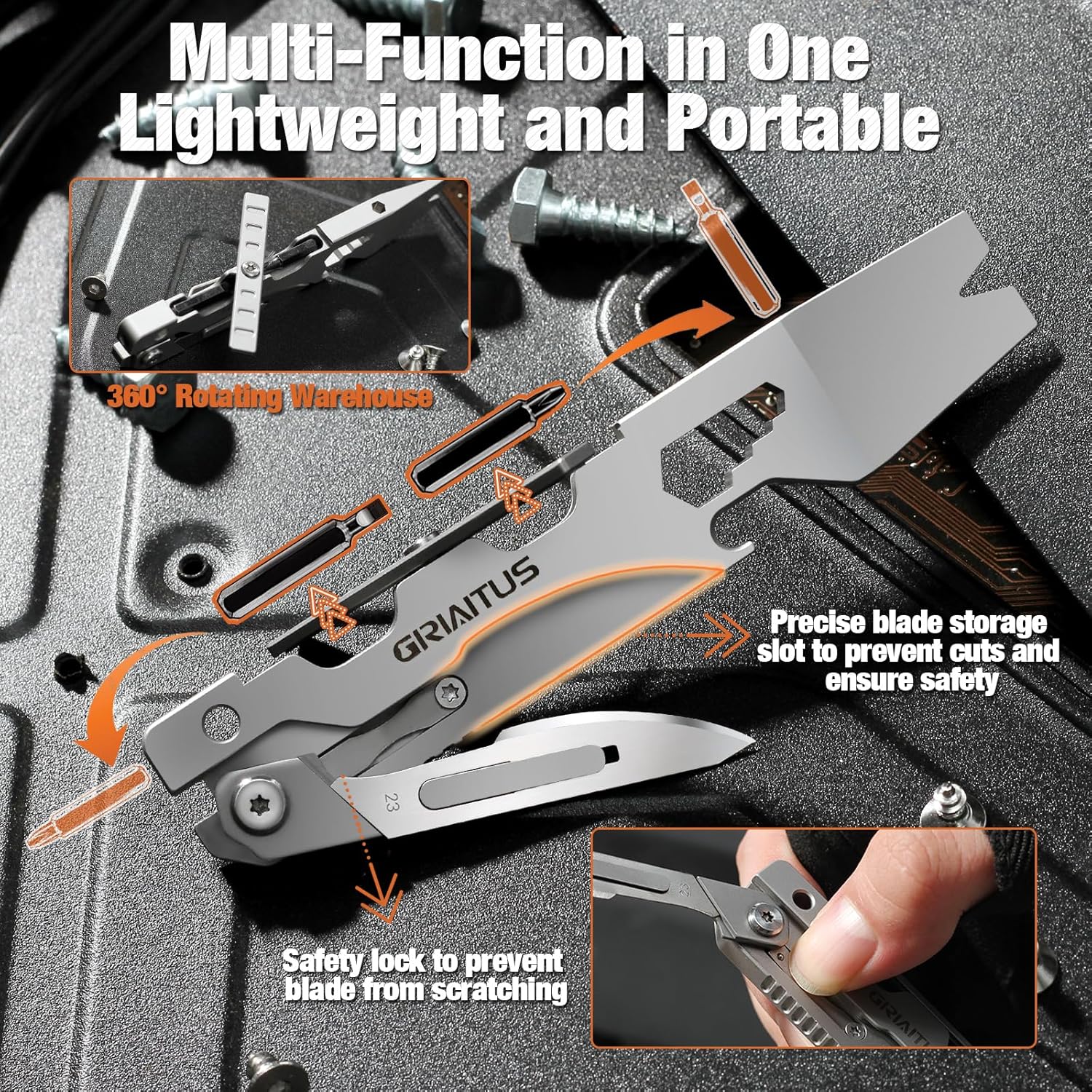 9-in-1 EDC Pry Bar Multitool: Knife, Bottle Opener, Screwdriver & More